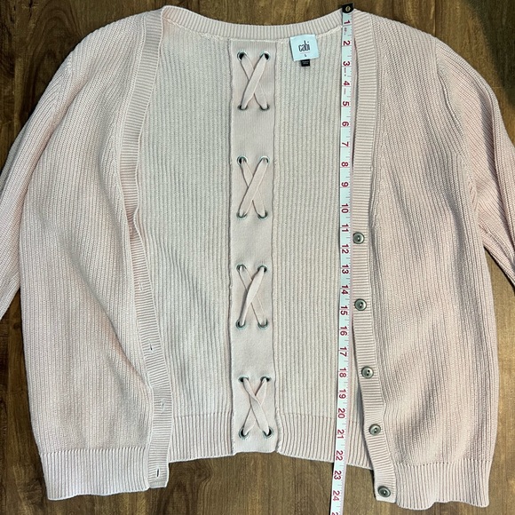 Cabi Knit Cardigan, Size L, Light Pink - Picture 5 of 6